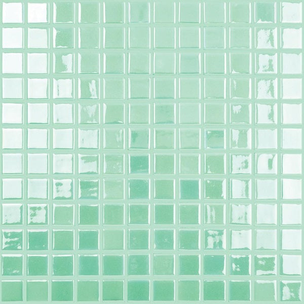 Full Sheet Sample - Aquatica Glow Aqua / Green Glow Mosaic - 1" x 1" Glossy