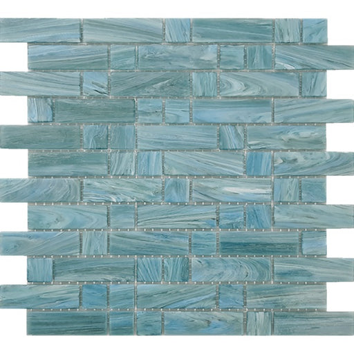 Full Sheet Sample - Aquatica Dash Java Mixed Glass Mosaic - 1" x 1" + 1" x 3" x 6 MM Glossy