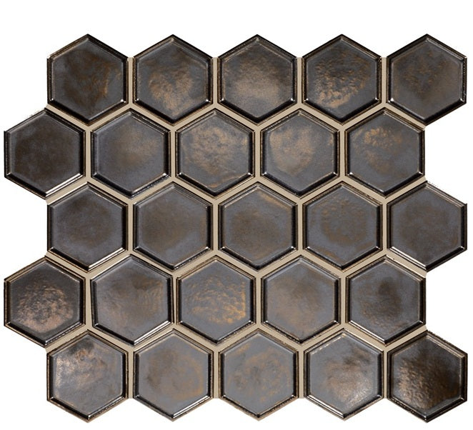 Daltile Artefino Jewel AR21 Antiqued Brass Satin Porcelain Mosaic