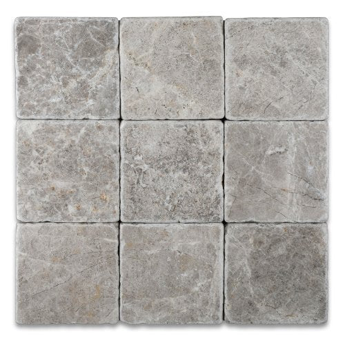 Atlantic Gray Marble Tile - 4" x 4" Tumbled 2