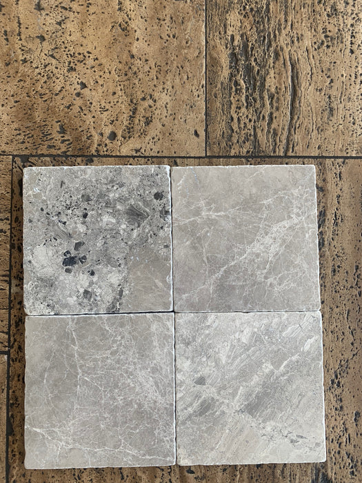 Atlantic Gray Marble Tile - 4" x 4" Tumbled 5