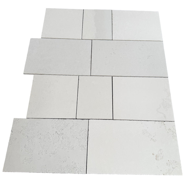 Full Tile Sample - Avignon Blanc French Limestone Tile - 16" x Random Lengths x 5/8" Antique