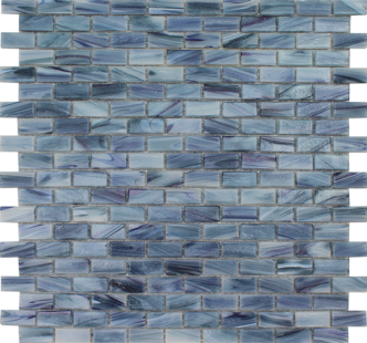 Full Sheet Sample - Aquatica Aurora Azzurite Deco Staggered Glass Mosaic - 12.25" x 12.75" Glossy