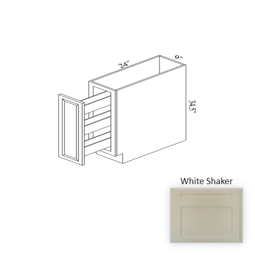 B09SR Wood White Shaker Base Cabinet White Shaker 1