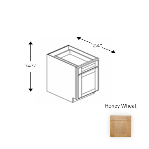 Framed Shaker Deluxe Wood Honey Wheat Base Cabinet Natural clear coat 1