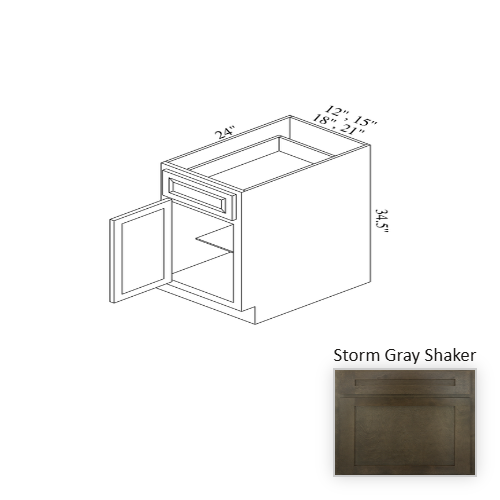 B15 Wood Storm Gray Shaker Base Cabinet Storm Gray Shaker 1