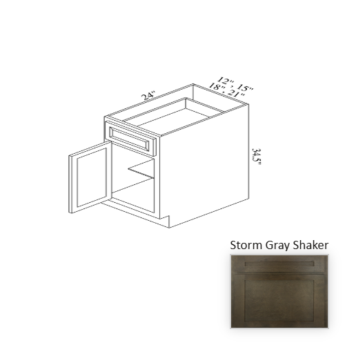 B21 Wood Storm Gray Shaker Base Cabinet Storm Gray Shaker 1