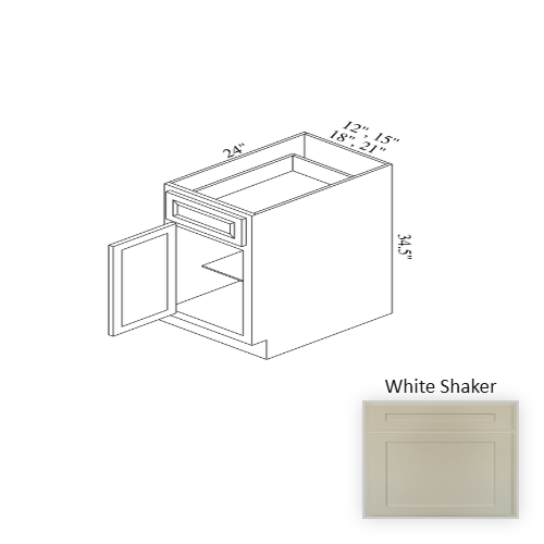 B21 Wood White Shaker Base Cabinet White Shaker 1