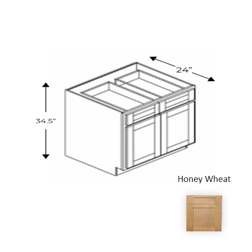 Framed Shaker Deluxe Wood Honey Wheat Base Cabinet Natural clear coat 1
