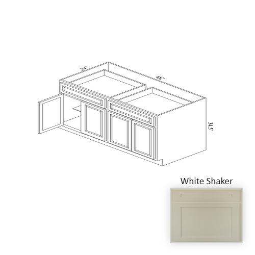 B48 Wood White Shaker Base Cabinet White Shaker 1