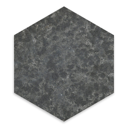 Basalt Dark Hexagon Basalt Tile - Flamed & Brushed