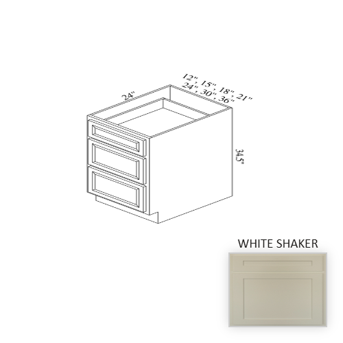 BD21 Wood White Shaker Base Cabinet White Shaker 1