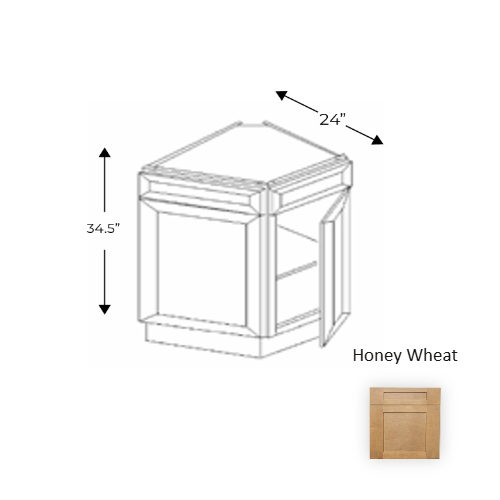 Framed Shaker Deluxe Wood Honey Wheat Base Cabinet Natural clear coat 1