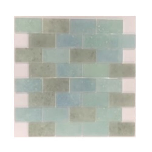 Full Sheet Sample - Artesano Reciclado Treasure Bay Brick Marble Mosaic - 14" x 16" x 3/8" Glossy & Frosted