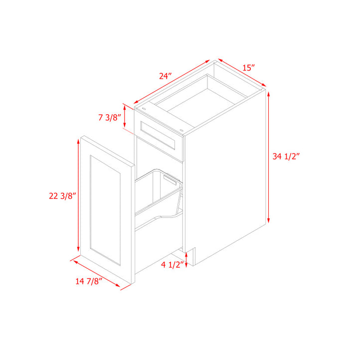 Mallorca White Wood Trash Can Base Cabinet 4