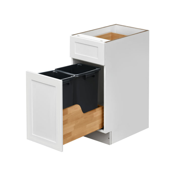 Mallorca White Wood Trash Can Base Cabinet 2