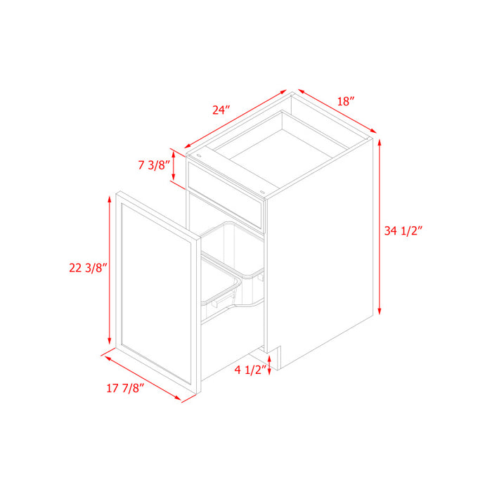 Shady White Wood Trash Can Base Cabinet 4