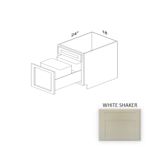 BTC18 Wood White Shaker Trash Can Base Cabinet White Shaker 1