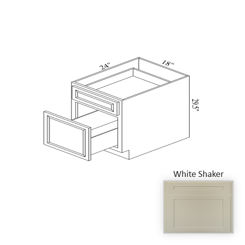 BTC18 Wood White Shaker Trash Can Base Cabinet White Shaker 1