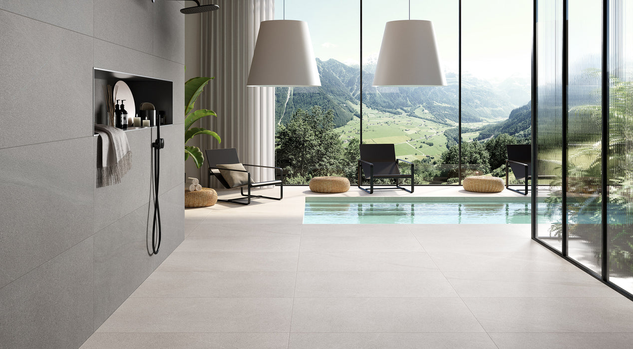 Baltic White Porcelain Tile - 24" x 48" Honed