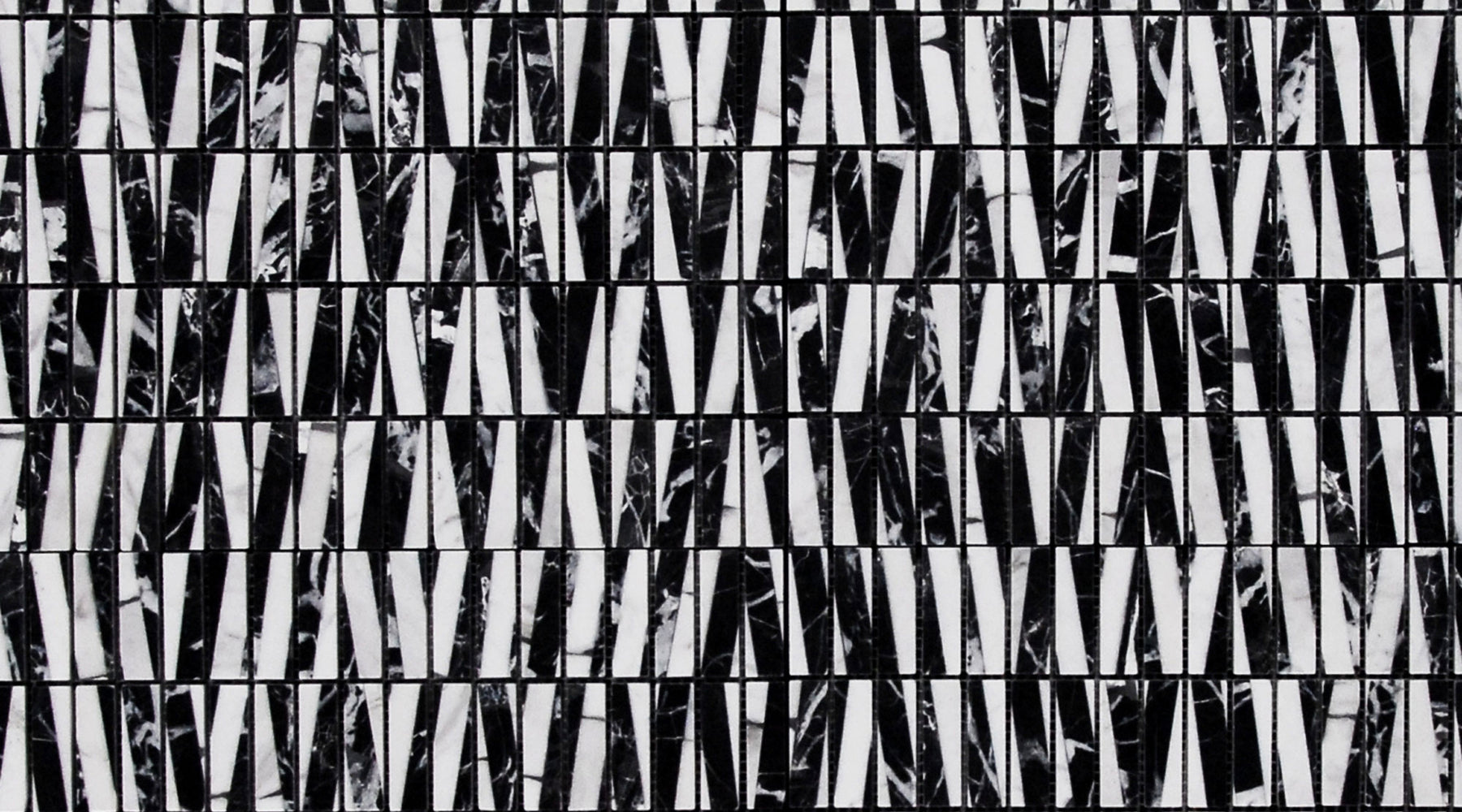 Bamboo Black & White Marble Mosaic - 5/8" x 2" Stacked Polished