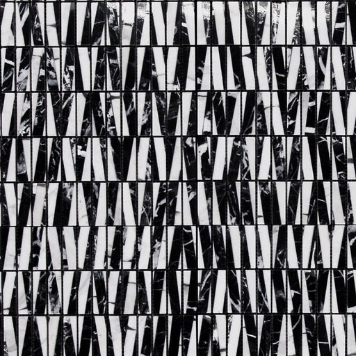 Bamboo Black & White Marble Mosaic - 5/8" x 2" Stacked Polished