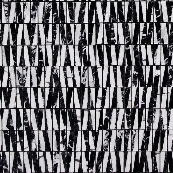 Bamboo Black & White Polished Marble Mosaic - 5/8" x 2" Stacked