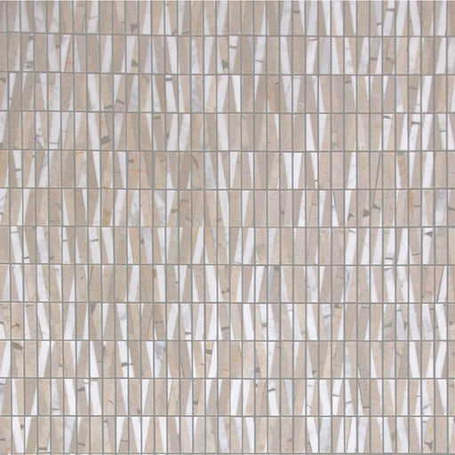 Bamboo White & Cream Marble Mosaic - 5/8" x 2" Stacked Polished