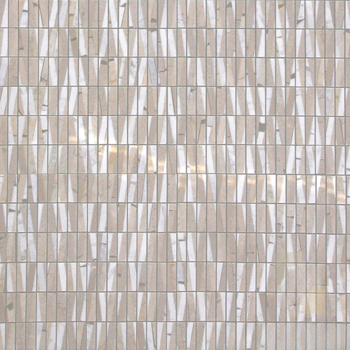 Bamboo White & Cream Polished Marble Mosaic - 5/8" x 2" Stacked