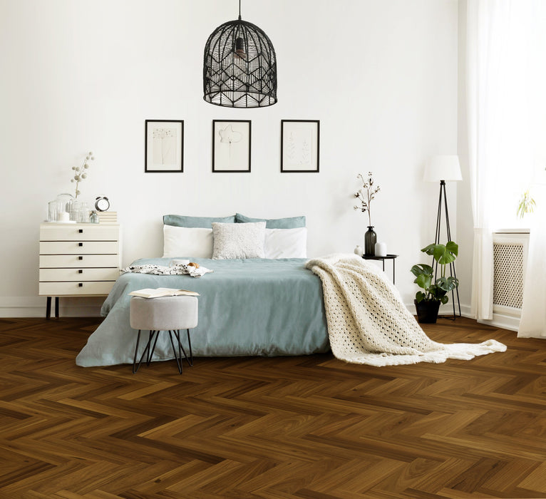 European Walnut Hardwood Cayenne Herringbone Engineered Hardwood UV Urethane 2