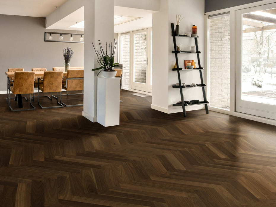 European Walnut Hardwood Granada Herringbone Engineered Hardwood UV Urethane 2