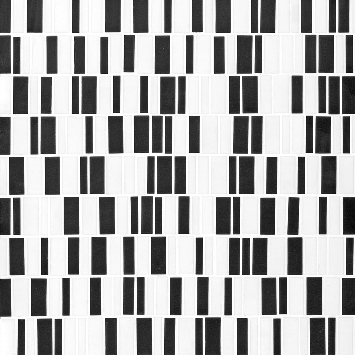 Geometro Barcode Crypto Matte Recycled Glass Mosaic - 11 3/4" x 12" x 1/4"