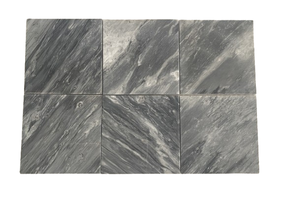 Full Tile Sample - Bardiglio Nuvolato Marble Tile - 18" x 18" x 3/8" Matte
