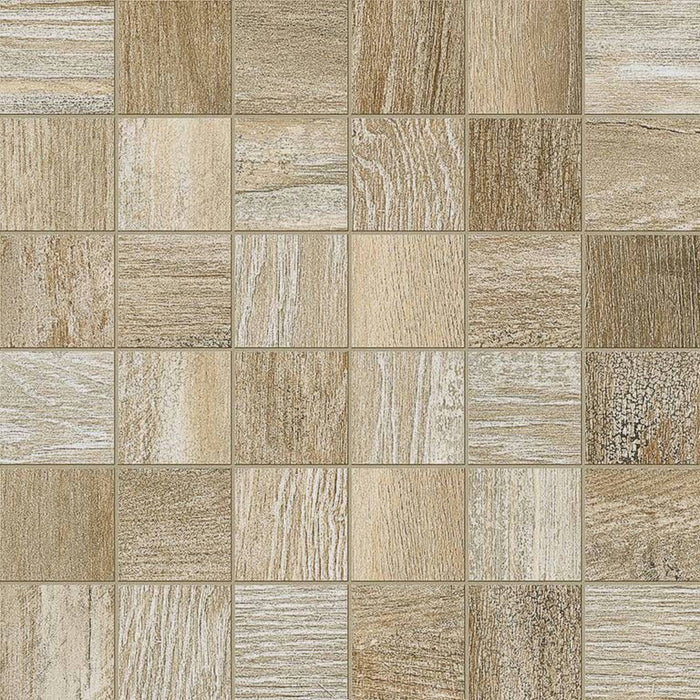Full Sheet Sample - Barn Wood Beige Porcelain Mosaic - 13" x 13" x 10.5 MM Matte