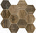 Full Sheet Sample - Barn Wood Brown Hexagon Porcelain Mosaic - 12" x 14" x 10.5 MM Matte