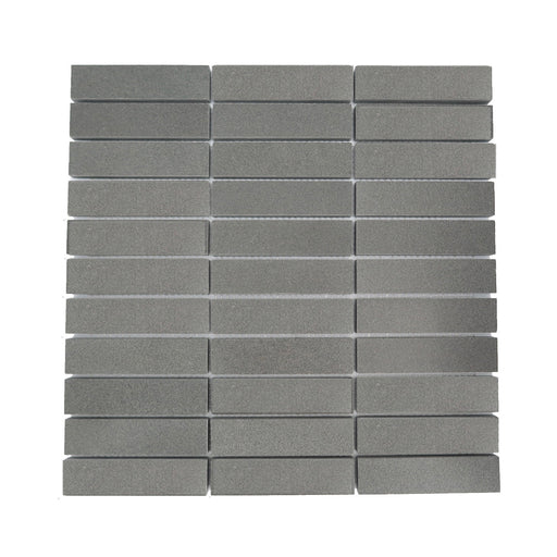 Basalt Gray Honed Basalt Mosaic - 1" x 4" Stacked x 3/8"