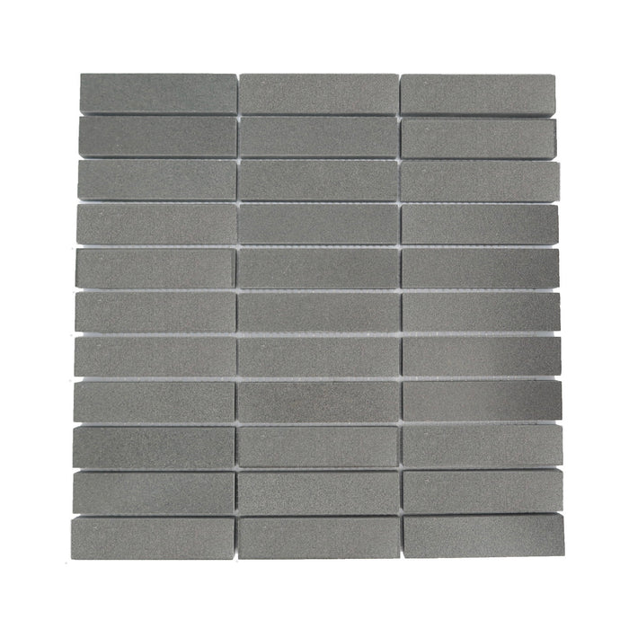 Basalt Gray Honed Basalt Mosaic - 1" x 4" Stacked x 3/8"