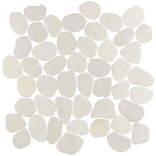 Full Sheet Sample - Beachstone Ivory Pebble Natural Stone Mosaic - 11.75" x 11.75" Matte