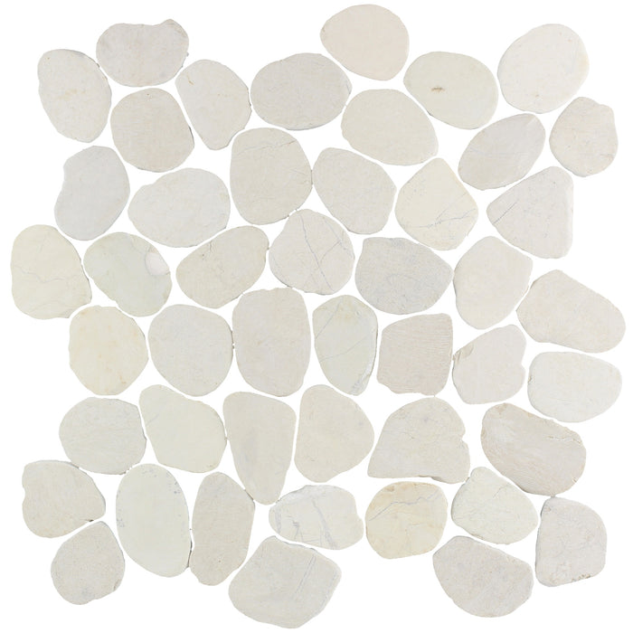 Full Sheet Sample - Beachstone Ivory Pebble Natural Stone Mosaic - 11.75" x 11.75" Matte