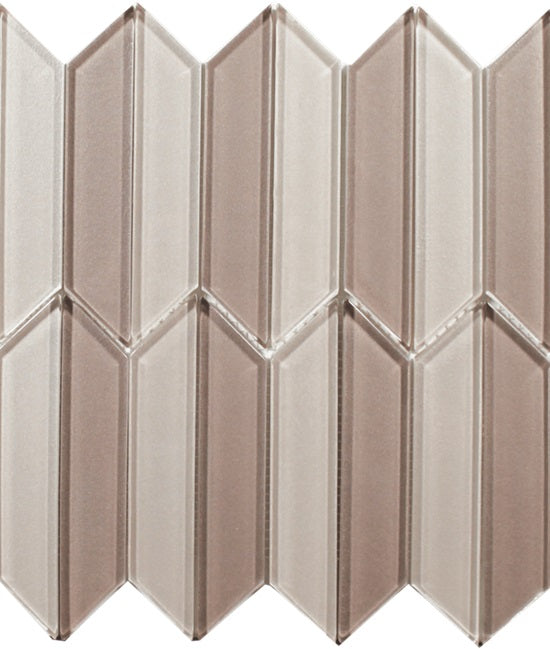 Full Sheet Sample - Terra Bella Beige Arrow Glass Mosaic - 9.75" x 10.50" Glossy