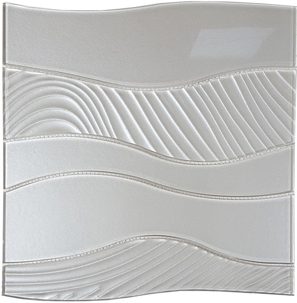 Full Sheet Sample - Terra Bella Beige Wave Glass Mosaic - 11.75" x 12" Glossy