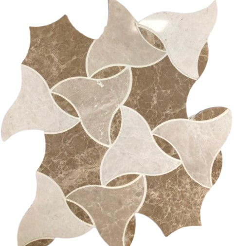 Botticino & Emperador Light Polished Marble Mosaic - Belle