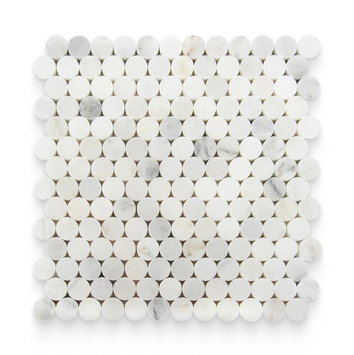 Oriental White Polished Marble Mosaic - 0.75" x 0.75" Penny Round