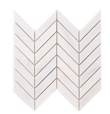 Bianco Dolomite Honed Marble Mosaic - 1" x 4" Chevron