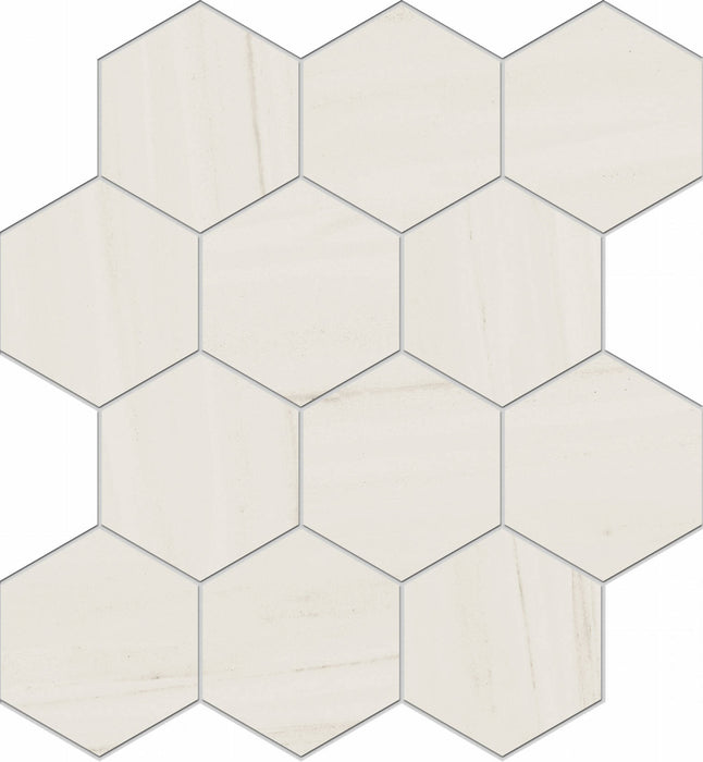 Full Sheet Sample - Biancospino Hexagon Porcelain Mosaic - 11.5" x 12.25" x 9 MM Matte