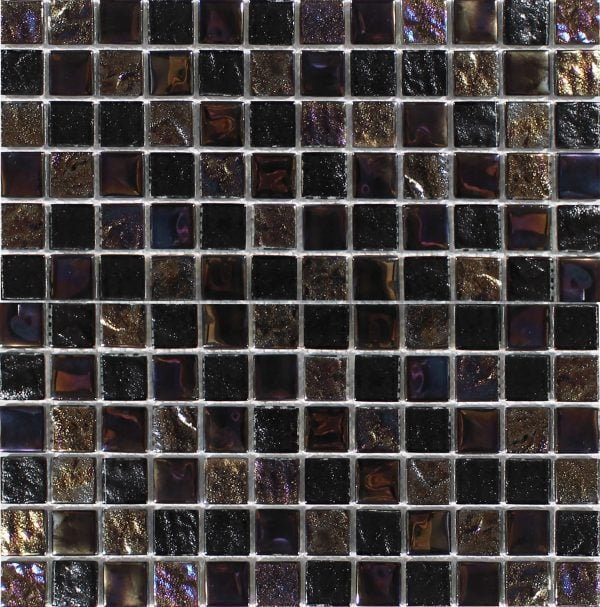 Aquatica Treasure Blackstone Glass Mosaic - 1" x 1"