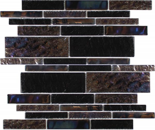 Aquatica Treasure Blackstone Glass Mosaic - Random Linear