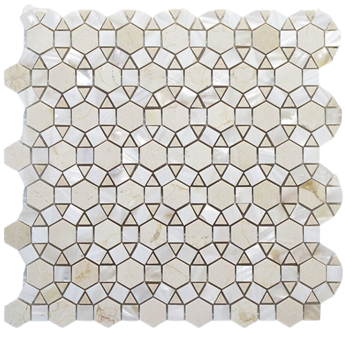 Carrara with White Shell Polished Marble & Shell Mosaic - Bloom