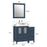 CVC Blue Solid Wood with Basin Engineered Marble Top and Mirror CVC24 Bathroom Cabinet - 36" x 18.5" x 36"