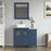 CVC Blue Solid Wood with Basin Engineered Marble Top and Mirror CVC24 Bathroom Cabinet - 36" x 18.5" x 36"